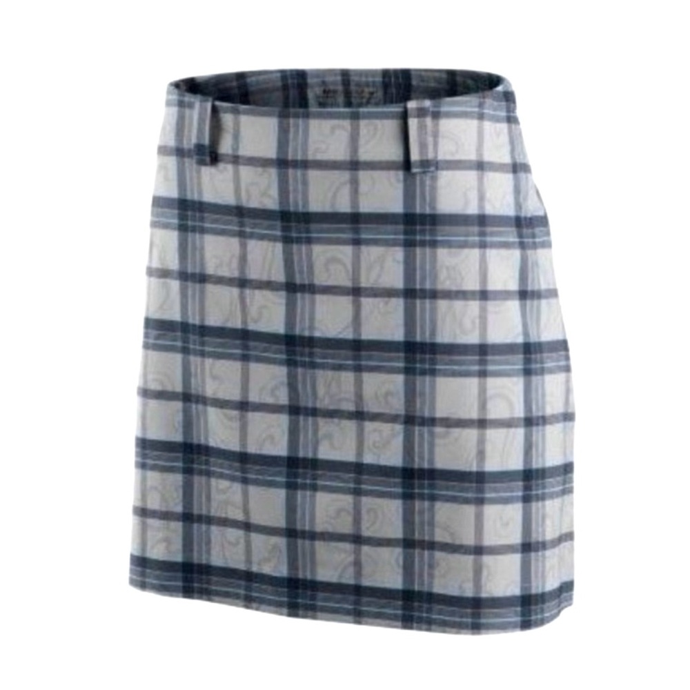 Nike Golf Women’s Dri-Fit Gray Navy Blue Plaid Scroll Print Skort Pockets Size 6
